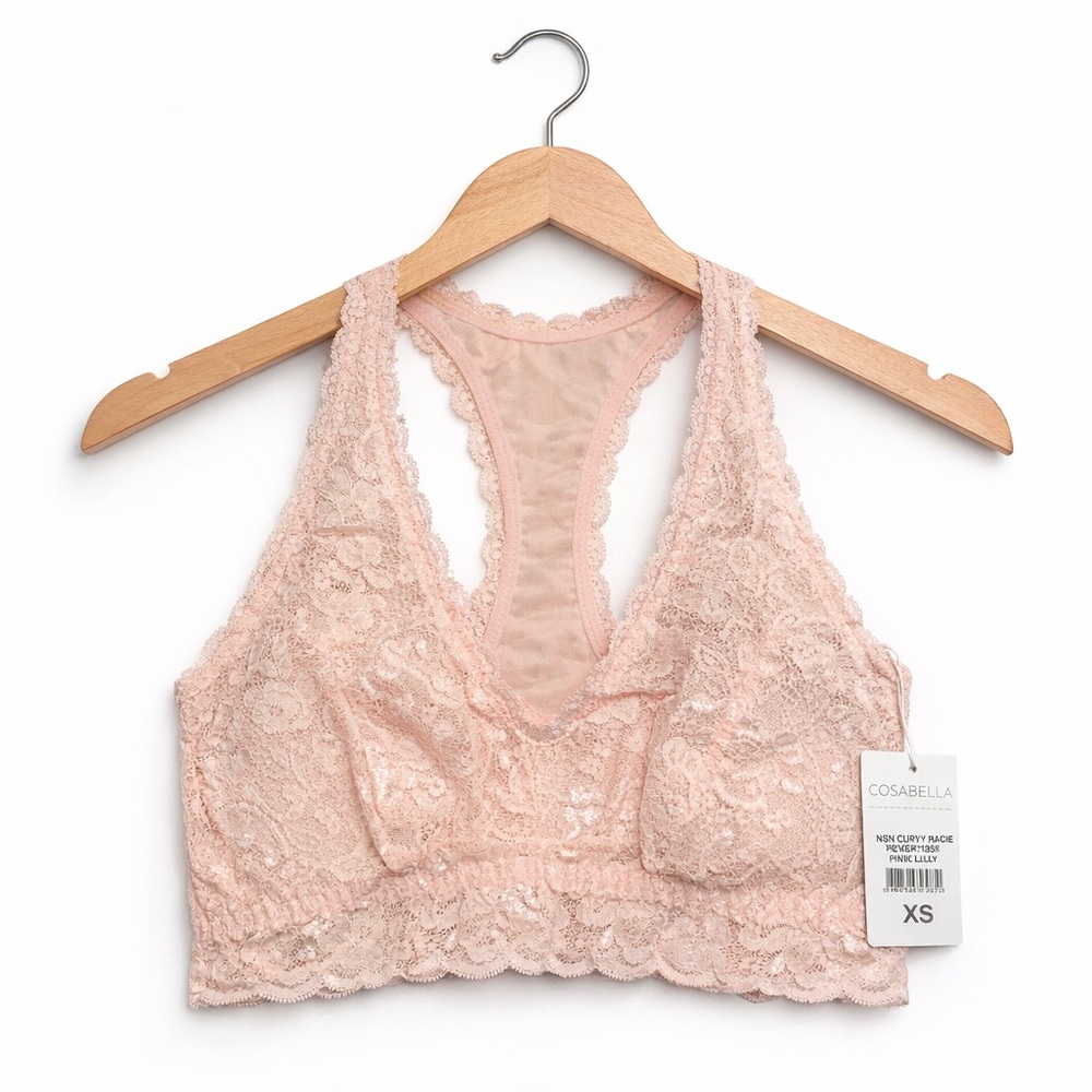 Cosabella Never Say Never Curvy Racie Racerback Bralette Pink Lily XS 32DD NWT